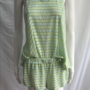Betsey Johnson Striped Open-Back Pajama Set – Mint Green – Size L